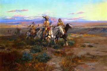 Amerikanischer Indianer Werke - suche das Spurdetail 1901 Charles Marion Russell Indianer